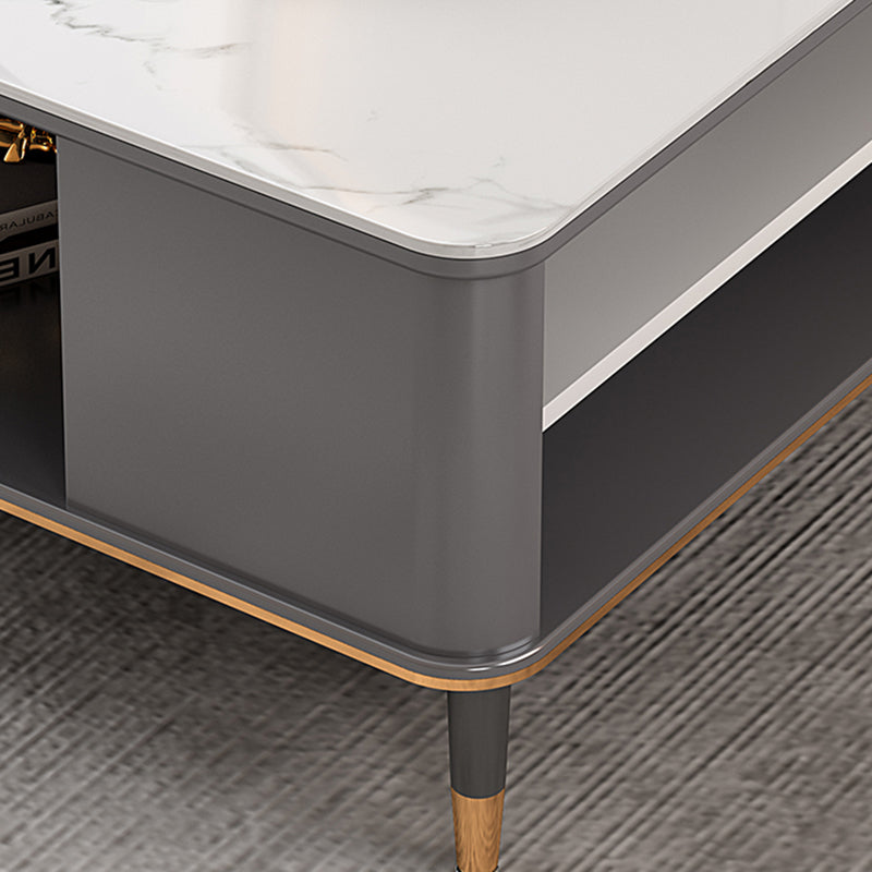 17"H Glam Coffee Table Rectangular Coffee Cocktail Table with Drawer