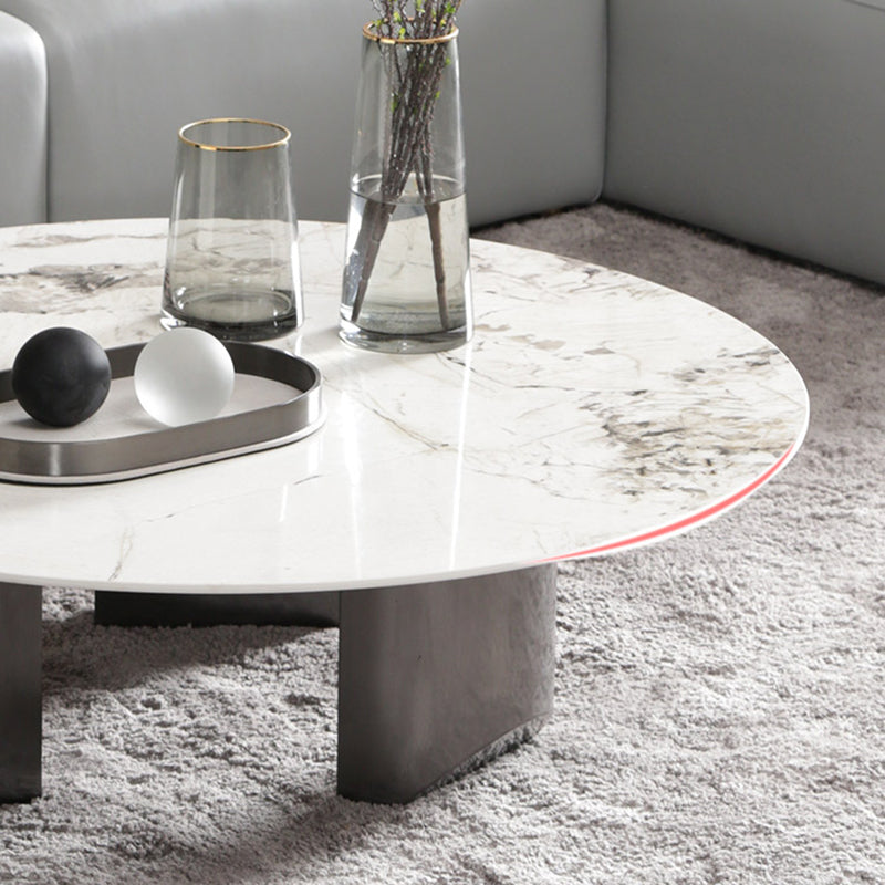 3 Legs Round Slate Coffee Table 13.8" H Modern Cocktail Table
