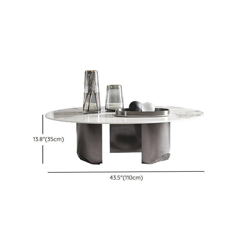 3 Legs Round Slate Coffee Table 13.8" H Modern Cocktail Table