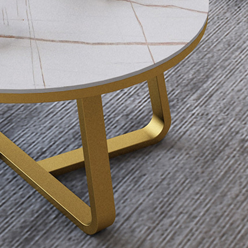 17"H Glam Coffee Table Slate Round Single Coffee Cocktail Table