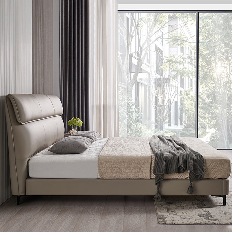 Contemporary Genuine Leather Mattress Included with Headboard Panel Bed