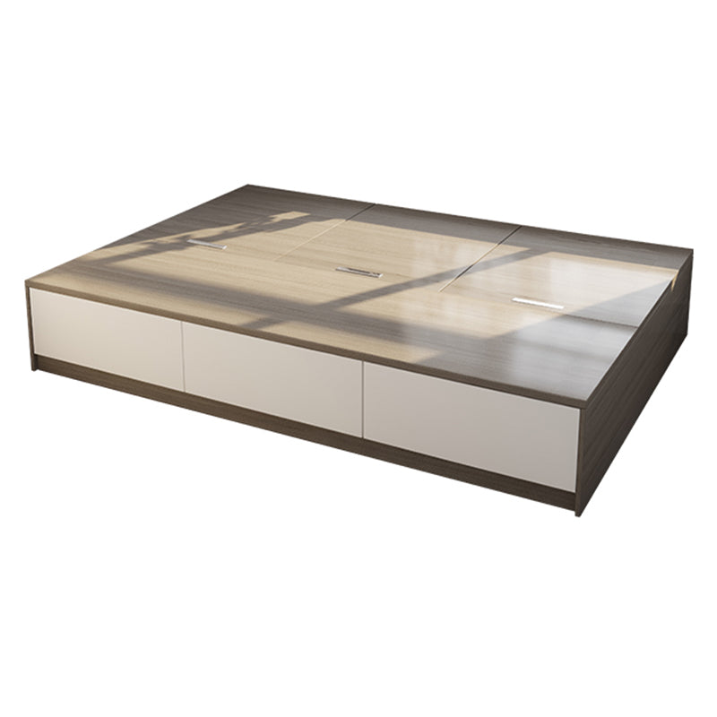 White and Brown Finish Platform Bed Lift Up Storage Platform Bed Frame