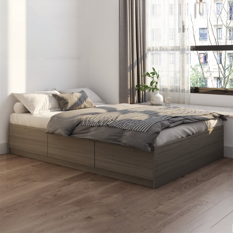 Light Brown Platform Bed Scandinavian 13.77" Tall Bed Frame with Storage Drawers