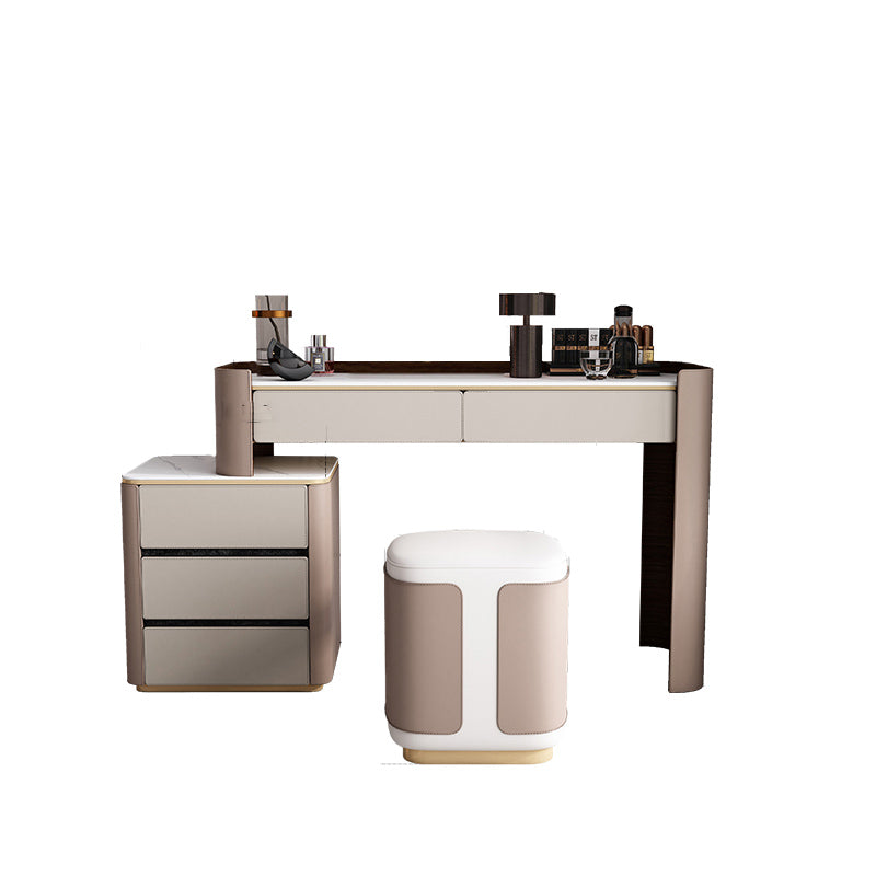 Contemporary 30.7" Height Slate Top Table Makeup Vanity with Drawers
