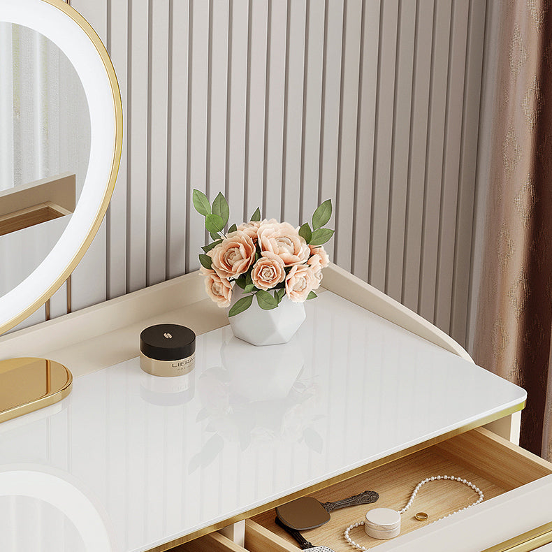 Contemporary Stone Top Dressing Table with 2 Drawers and Acrylic Base