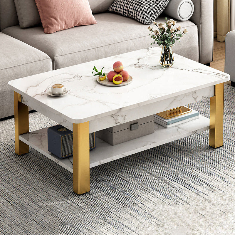 16"H Contemporary Coffee Table Stone Rectangle Coffee Cocktail Table