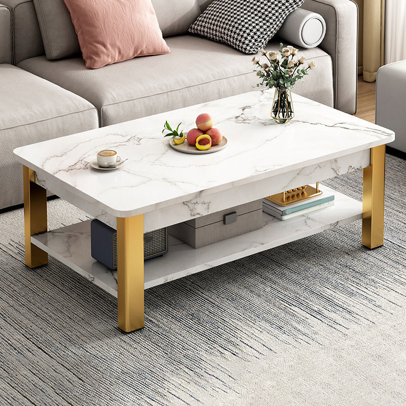 16"H Contemporary Coffee Table Stone Rectangle Coffee Cocktail Table