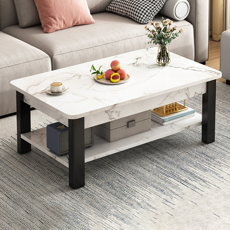 16"H Contemporary Coffee Table Stone Rectangle Coffee Cocktail Table