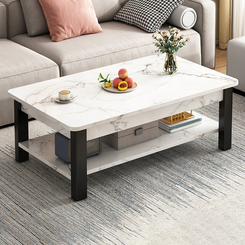 16"H Contemporary Coffee Table Stone Rectangle Coffee Cocktail Table