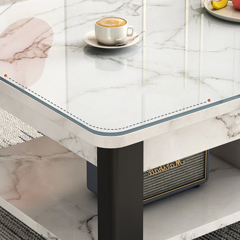 16"H Contemporary Coffee Table Stone Rectangle Coffee Cocktail Table