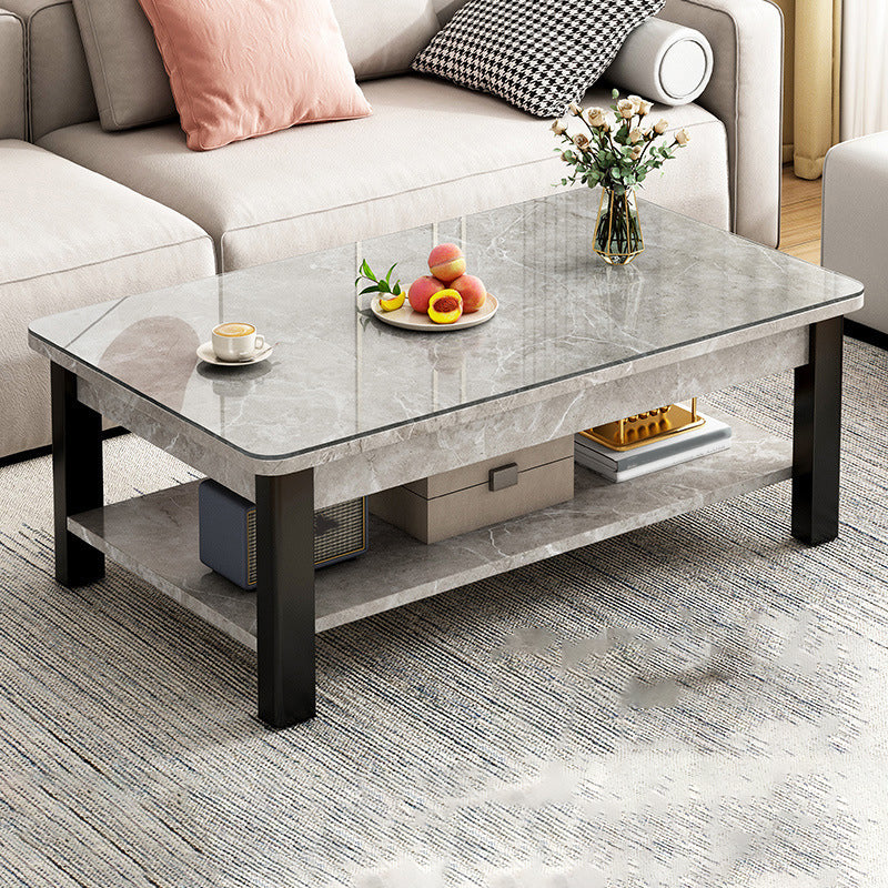 16"H Contemporary Coffee Table Stone Rectangle Coffee Cocktail Table