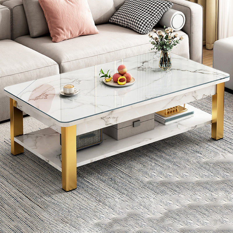 16"H Contemporary Coffee Table Stone Rectangle Coffee Cocktail Table