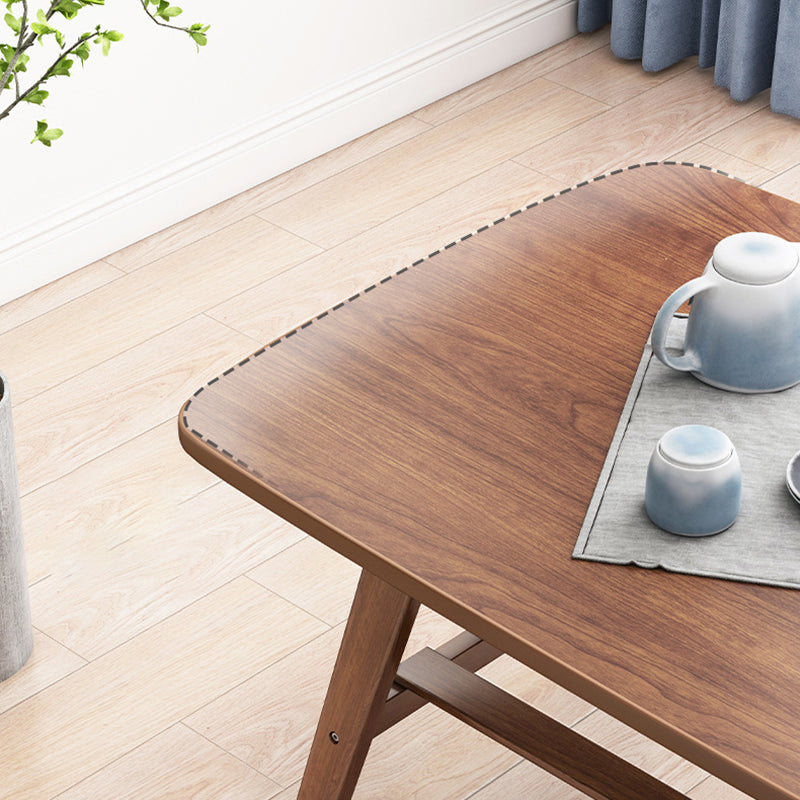 4 Legs Coffee Table Wooden Rectangle 1 Coffee Table with Storage Shelf