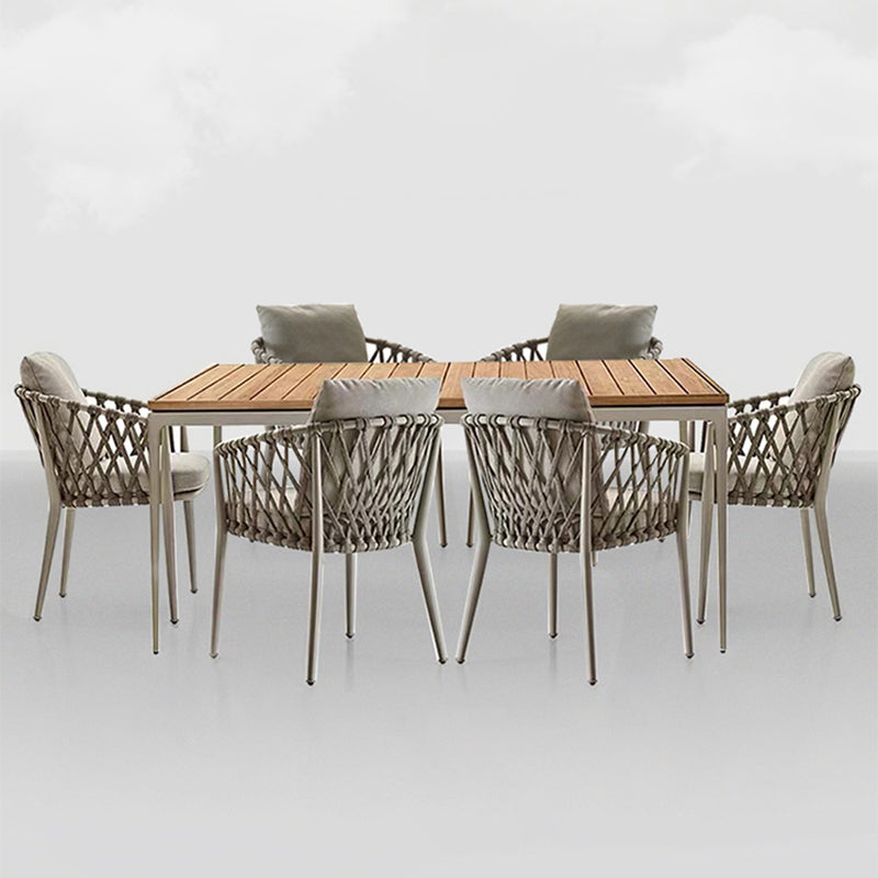 Stone/Wood Dining Table Farmhouse Table with Metal Frame for Living Room