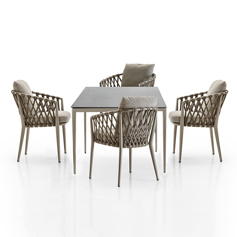 Stone/Wood Dining Table Farmhouse Table with Metal Frame for Living Room