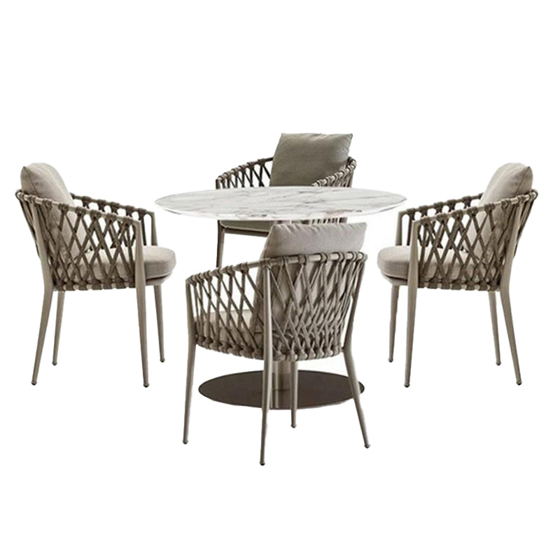 Stone/Wood Dining Table Farmhouse Table with Metal Frame for Living Room