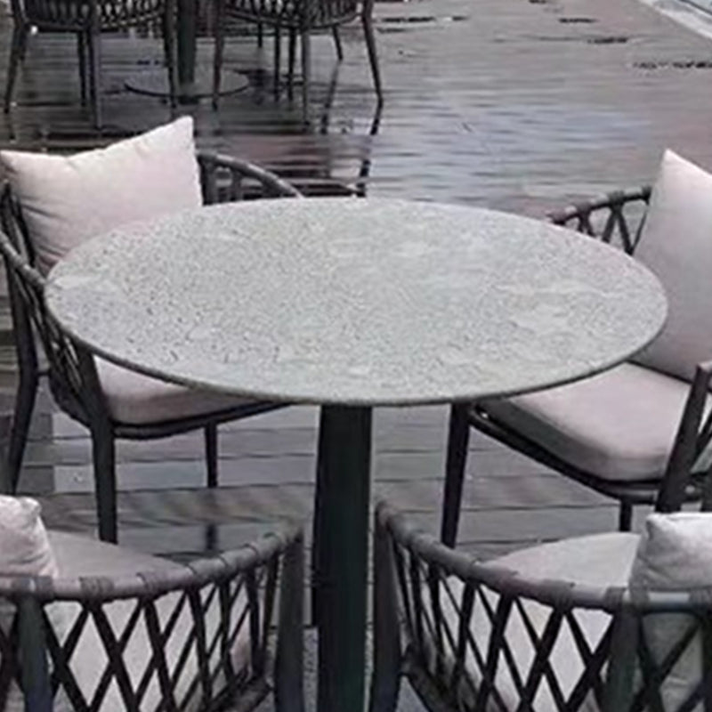 Stone/Wood Dining Table Farmhouse Table with Metal Frame for Living Room