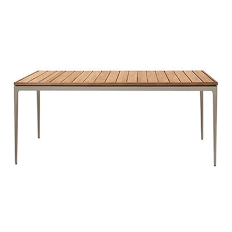 Stone/Wood Dining Table Farmhouse Table with Metal Frame for Living Room