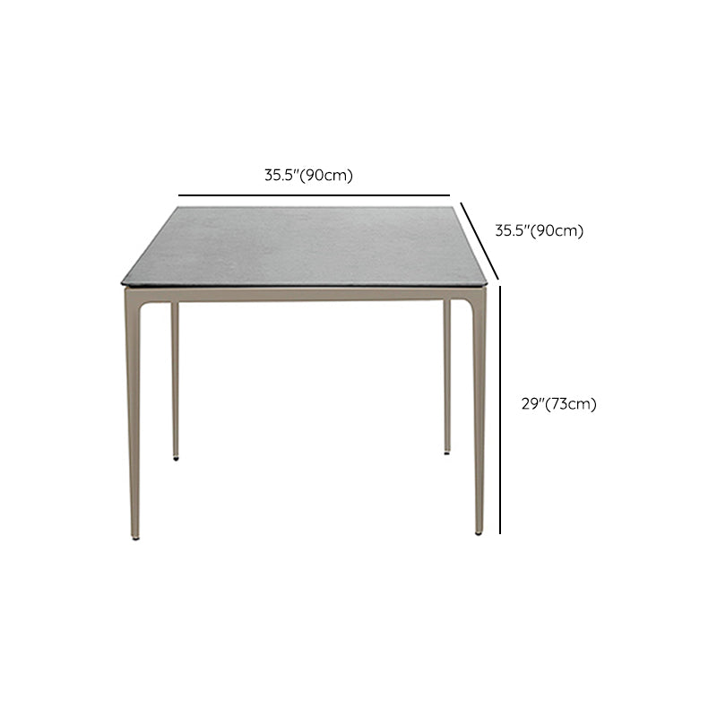 Stone/Wood Dining Table Farmhouse Table with Metal Frame for Living Room