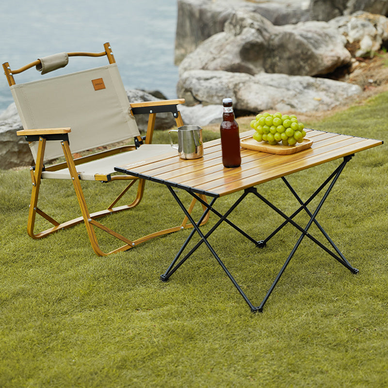 Metal Rectangle Camping Table Industrial Brown/Black Folding Table
