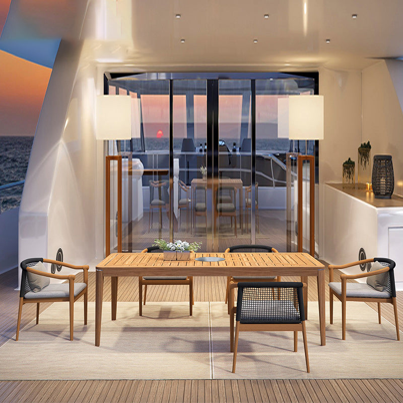 Solid Wood Dining Table Farmhouse Brown Table for Living Room