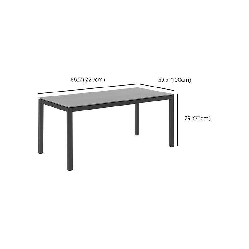 Stone/Metal Dining Table Industrial Water Resistant Table with Metal Frame