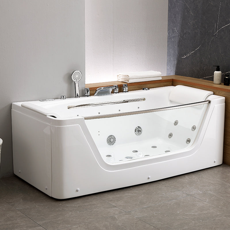 Modern Rectangle Acrylic Bathtub Back to Wall with Massage Device