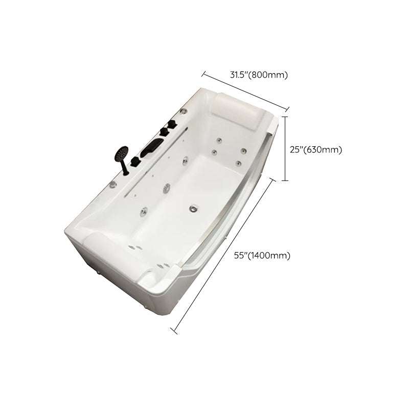 Modern Rectangle Acrylic Bathtub Back to Wall with Massage Device