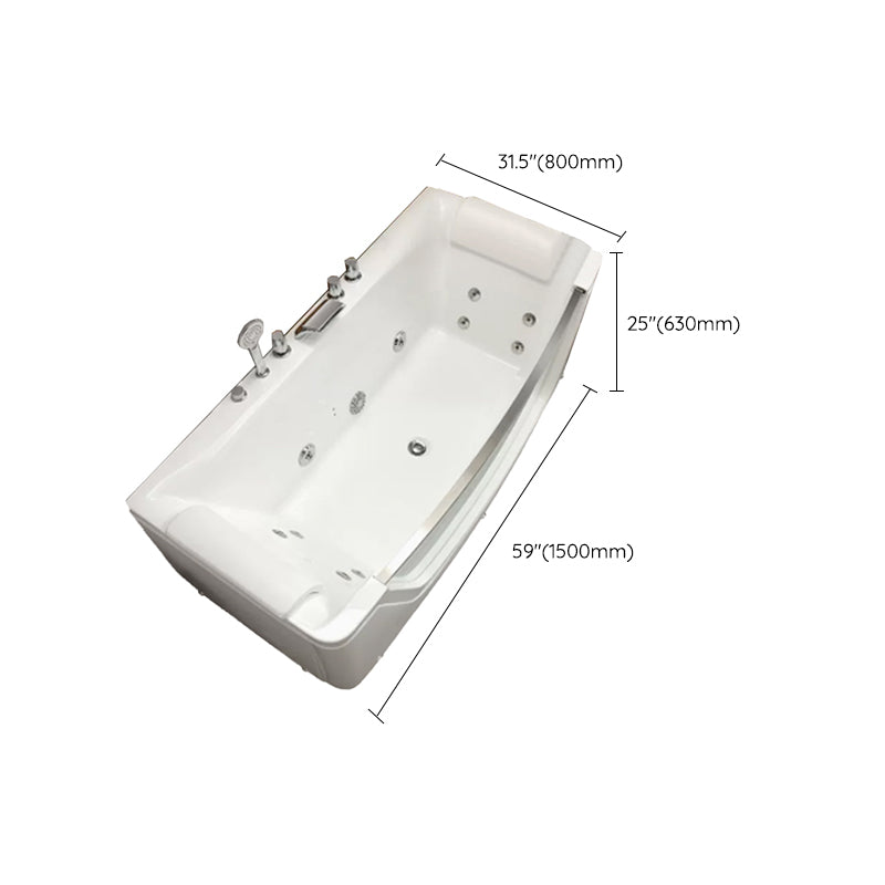 Modern Rectangle Acrylic Bathtub Back to Wall with Massage Device