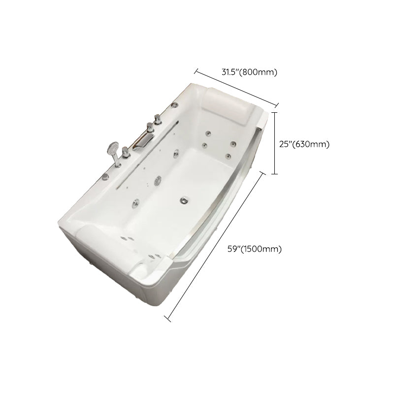 Modern Rectangle Acrylic Bathtub Back to Wall with Massage Device