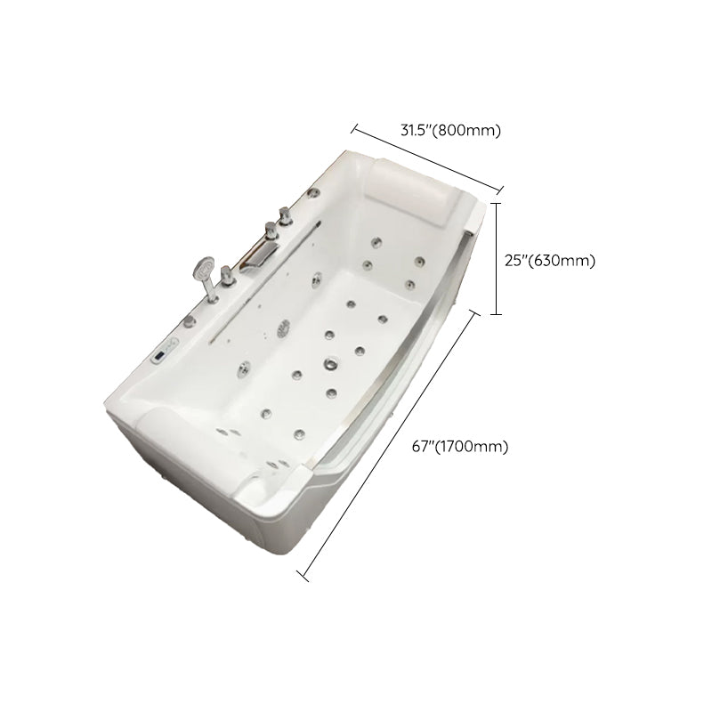 Modern Rectangle Acrylic Bathtub Back to Wall with Massage Device