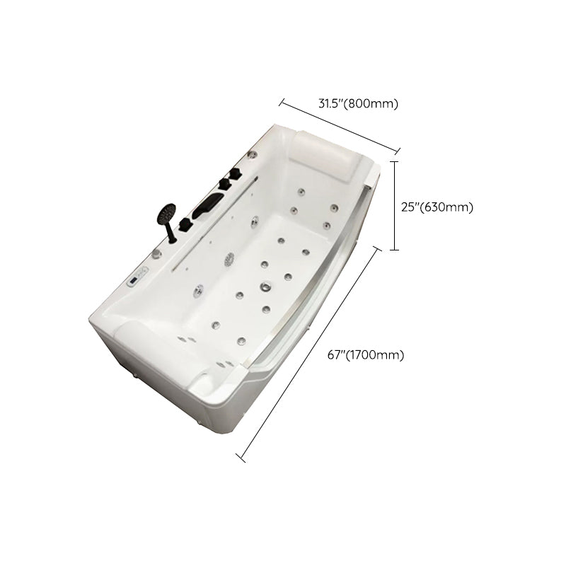 Modern Rectangle Acrylic Bathtub Back to Wall with Massage Device
