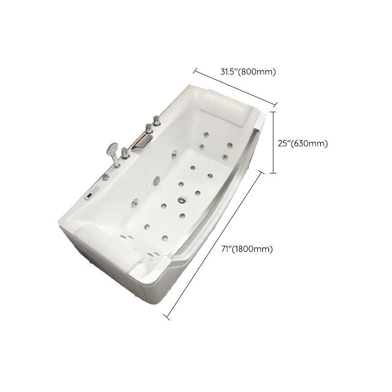 Modern Rectangle Acrylic Bathtub Back to Wall with Massage Device