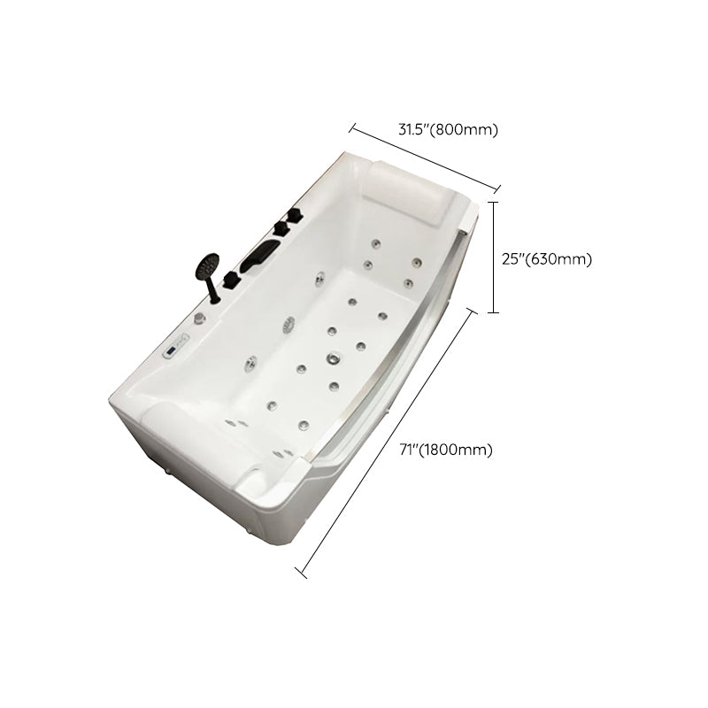 Modern Rectangle Acrylic Bathtub Back to Wall with Massage Device