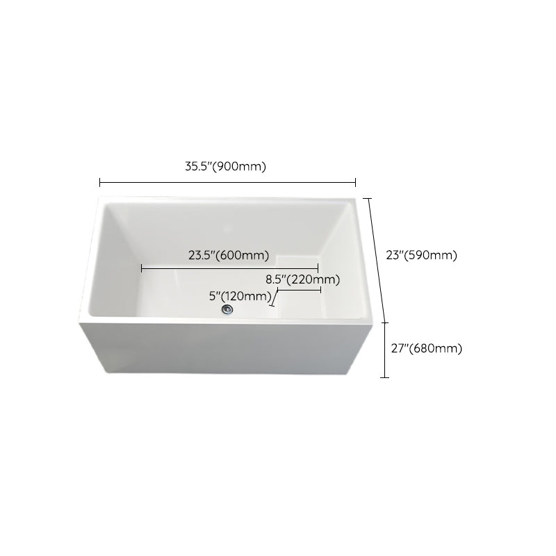Modern Soaking Freestanding Bath Tub Acrylic Bathroom Bathtub in White