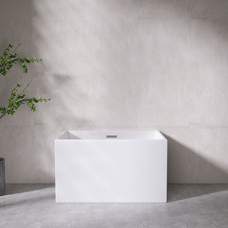 Modern Style Freestanding Bath Tub Rectangular Acrylic Soaking Bathtub in White