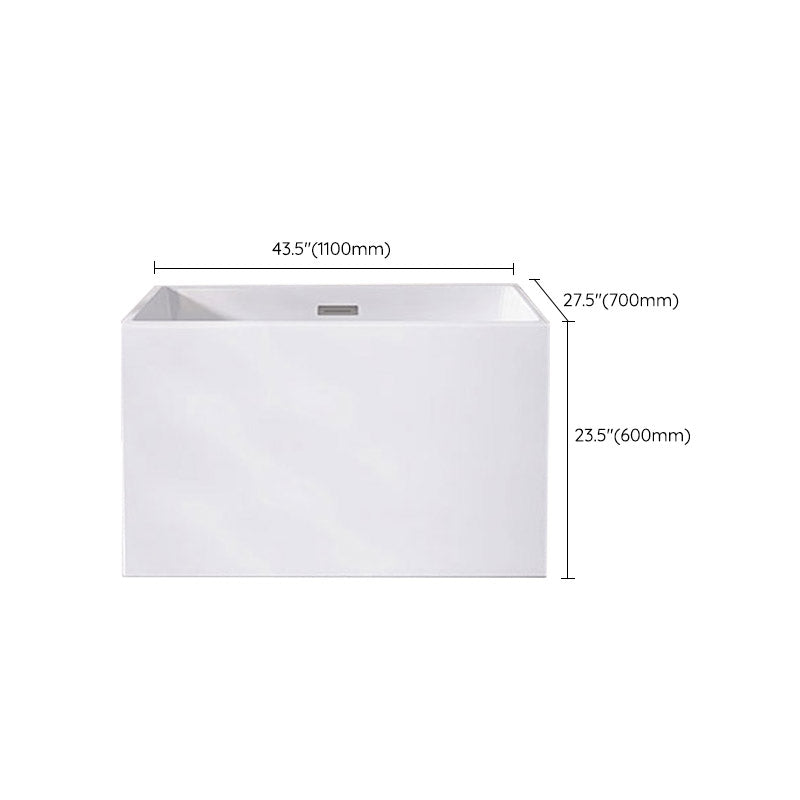 Modern Style Freestanding Bath Tub Rectangular Acrylic Soaking Bathtub in White