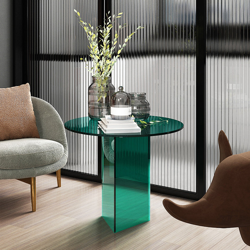 19" Wide Glam Side Table Clear Acrylic Pedestal Accent Side Table
