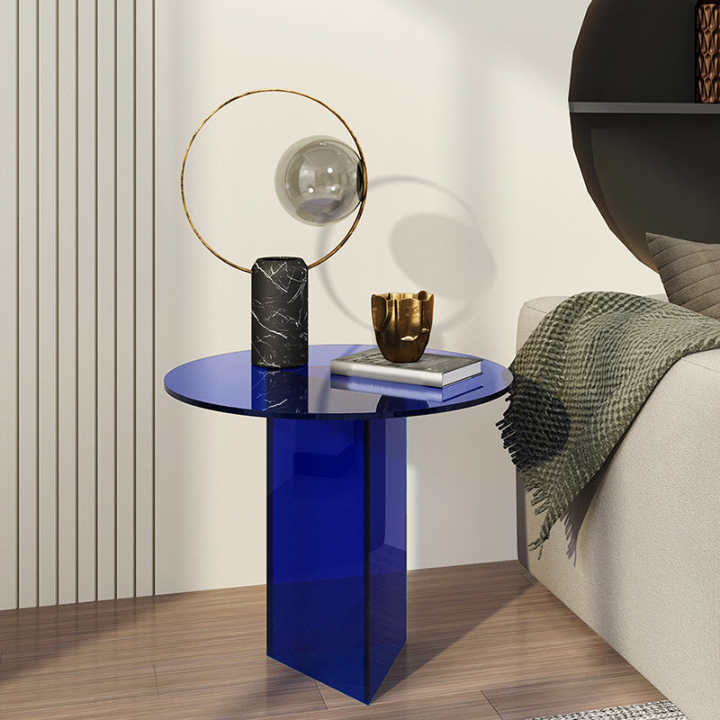 19" Wide Glam Side Table Clear Acrylic Pedestal Accent Side Table