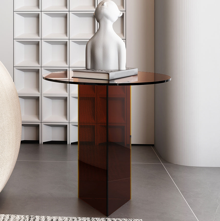 19" Wide Glam Side Table Clear Acrylic Pedestal Accent Side Table