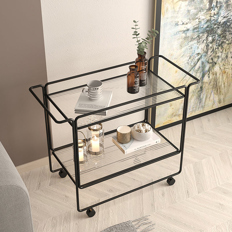 Modern Double Tier End Table Rectangular Corner Table with Storage