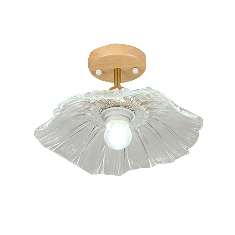 Nordic Style Ceiling Light Lotus Leaf Shape Ceiling Lamp with Glass Shade for Bedroom