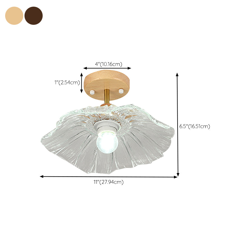 Nordic Style Ceiling Light Lotus Leaf Shape Ceiling Lamp with Glass Shade for Bedroom
