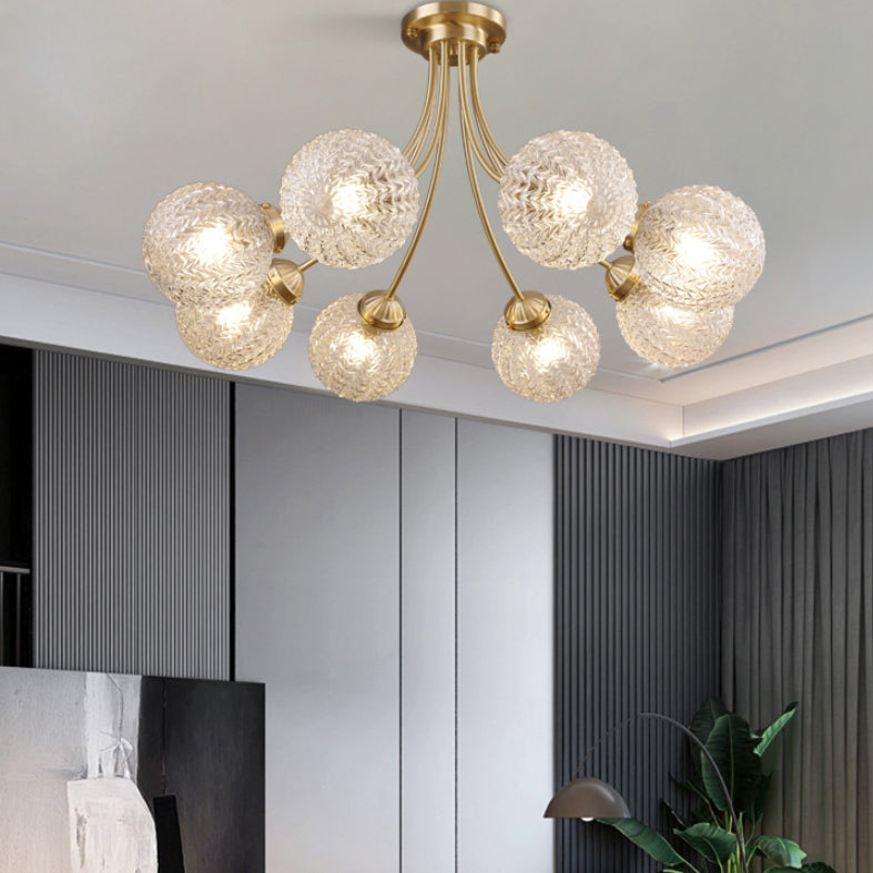 Ball Shape Glass Flush Mount Light Modern Style Multi Lights Ceiling Mount Light in Gold