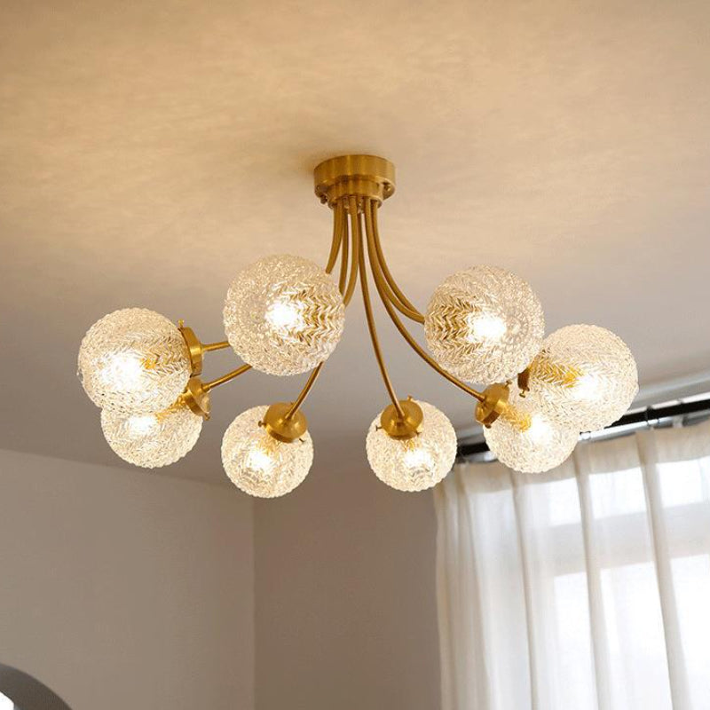 Ball Shape Glass Flush Mount Light Modern Style Multi Lights Ceiling Mount Light in Gold