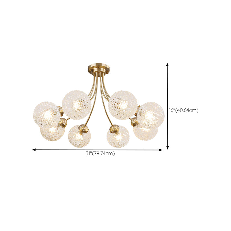 Ball Shape Glass Flush Mount Light Modern Style Multi Lights Ceiling Mount Light in Gold