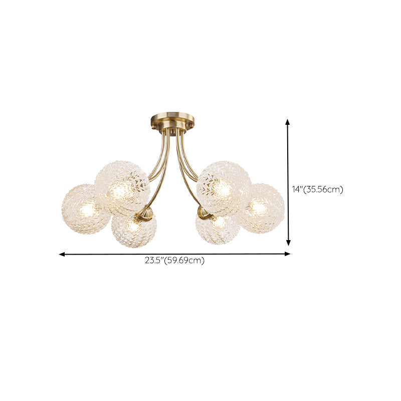 Ball Shape Glass Flush Mount Light Modern Style Multi Lights Ceiling Mount Light in Gold