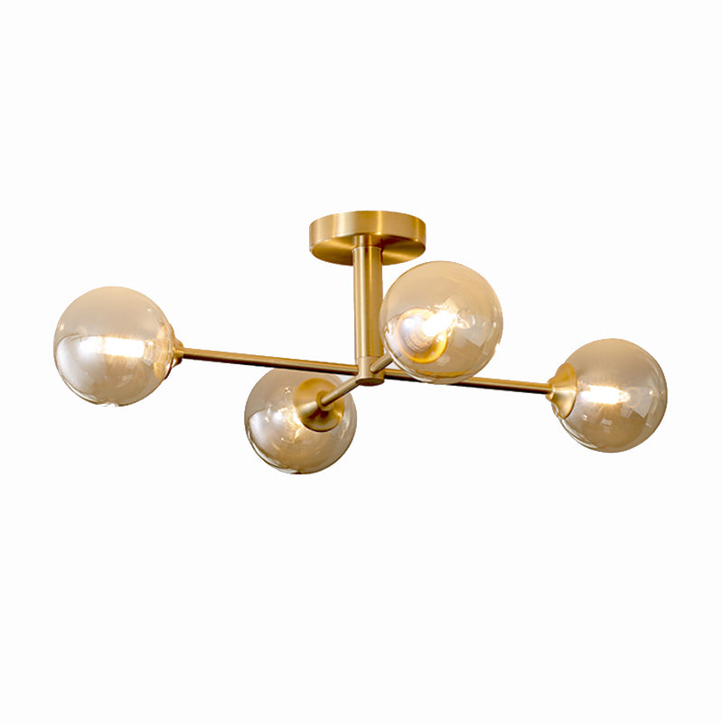 Nordic Style Golden Ceiling Lamp Glass Shade Ceiling Light for Living Room