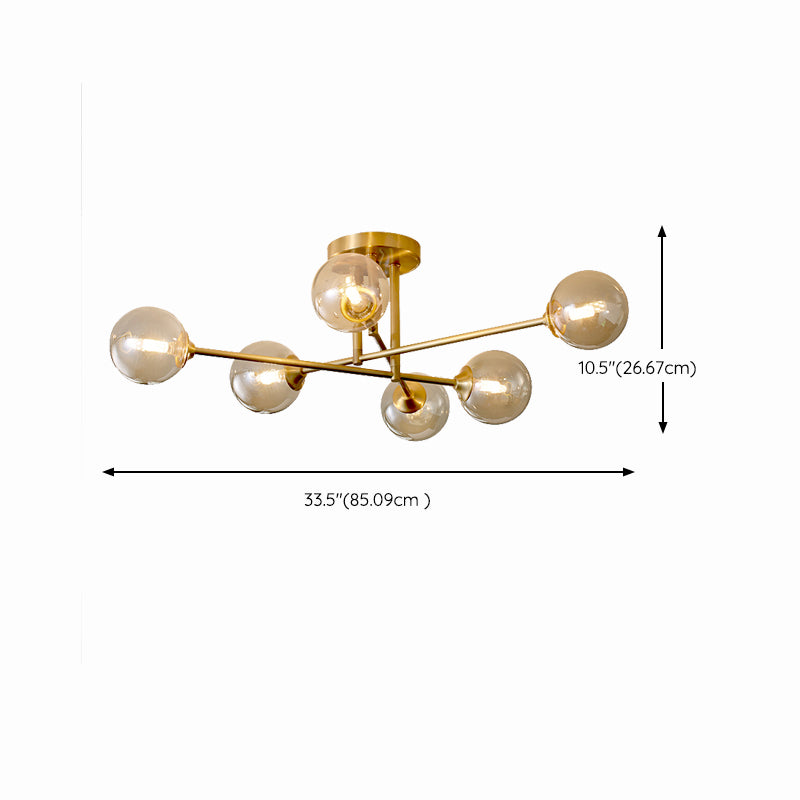 Nordic Style Golden Ceiling Lamp Glass Shade Ceiling Light for Living Room