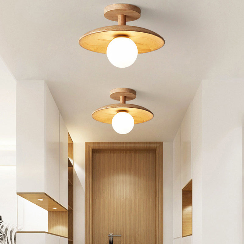 Japanese Style Wooden Ceiling Light Ball Shape Ceiling Lamp for Living Room